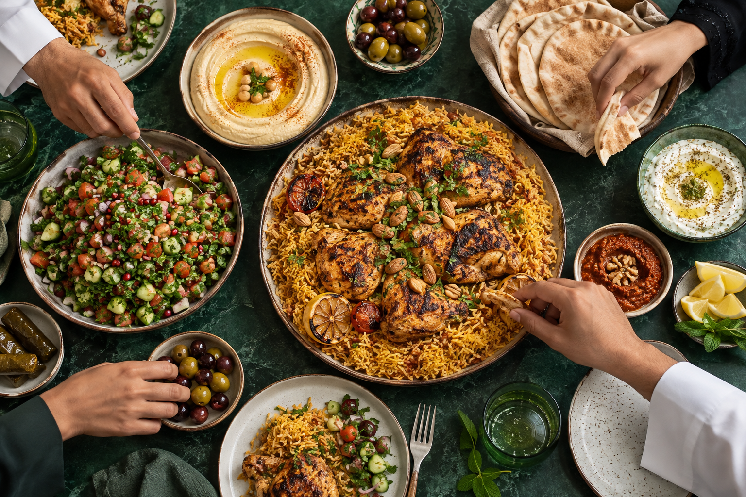 وجبة مشتركة حول الطاولة